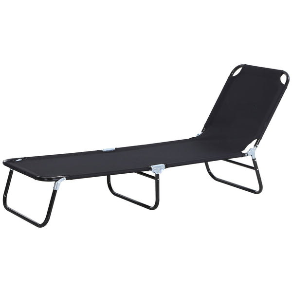 Lettino Prendisole da Giardino Pieghevole 188x56x28cm in Acciaio e tessuto Oxford Nero online