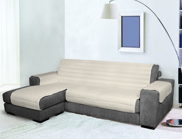 prezzo Housse de canapé matelassée avec siège péninsule gauche en microfibre crème différentes tailles