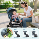 Passeggino per Bambini fino a 15 Kg 87x50x103 cm Chiusura con una Mano Blu e Nero   