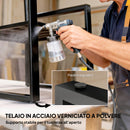 Set 3 Pezzi da Esterno con Tavolo da Giardino e 2 Sedie con Seduta in Texteline e Cuscini Grigio      