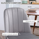 Set 2 Sedie Imbottite 48x59x89 cm in Velluto e Acciaio Grigio e Oro
