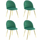 Set 4 Sedie 50x45x80 cm in Tessuto Vellutato Piedi Oro Verde