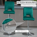 Set 2 Sgabelli Imbottiti 41x51x97-117 cm in Tessuto Verde