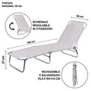 Lettino Mare Richiudibile 190x58x27 cm Struttura in Alluminio e Copertura in PVC e Poliestere Ecrù Viareggio      