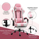 Sedia Gaming Ergonomica Reclinabile con Poggiatesta, Cuscino Lombare, Altezza Regolabile, Rosa e Bianco      