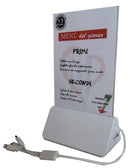 Porta Menu da Tavolo con Presa USB Ricarica Smartphone Rombo Bianco
