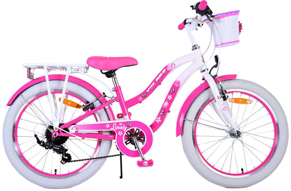 sconto Bicicletta per Bambine 20" Freni Vbrake Cambio Shimano 7 Marce e Cavalletto con Cestino e Portapacchi Rosa