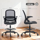 Sedia da Ufficio Ergonomica 58x63x105-126 cm con Supporto Lombare e Poggiapiedi in Tessuto e Acciaio Nero      
