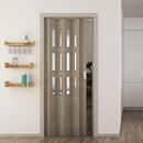 Porta a Soffietto da Interno 88,5x214 cm in PVC con Vetro Florance Rovere Tortora