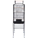 Gabbia Voliera per Uccelli Nera per Pappagalli con Tetto Apribile 46x35x148 cm