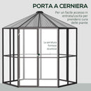 Serra da Giardino Esagonale 2,4x2,4x2,3m in Alluminio e Policarbonato Marrone