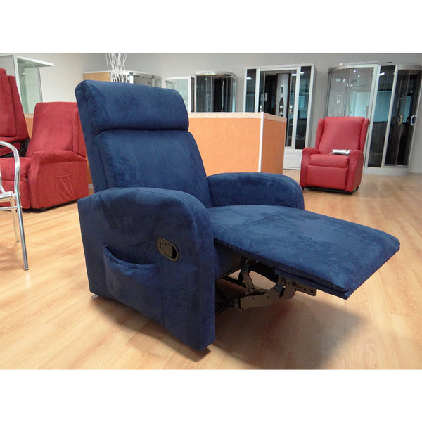 Antheia Relax Fauteuil Inclinable Manuel Chauffant Vibrant en Microfibre Bleue acquista