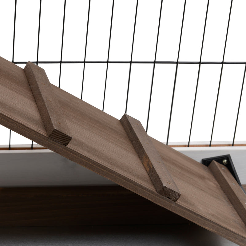 Conigliera Gabbia per Conigli 110x50x86 cm con Ruote in Legno Marrone e Bianco