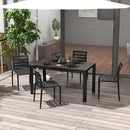 Set Tavolo e 4 Sedie Impilabili da Giardino in Acciaio e Doghe in Plastica   Nero