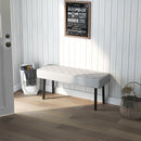 Panca Fondo Letto 100x35x45 cm in Finta Pelle Trapuntata e Gambe in Acciaio Grigio  