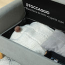 Divano 2 Posti 140x72x82 cm con Vano Contenitore Effetto Velluto Grigio  