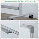 Lavagna Bianca Magnetica a 2 Facce con Accessori e 4 Ruote 127x50x165 cm   