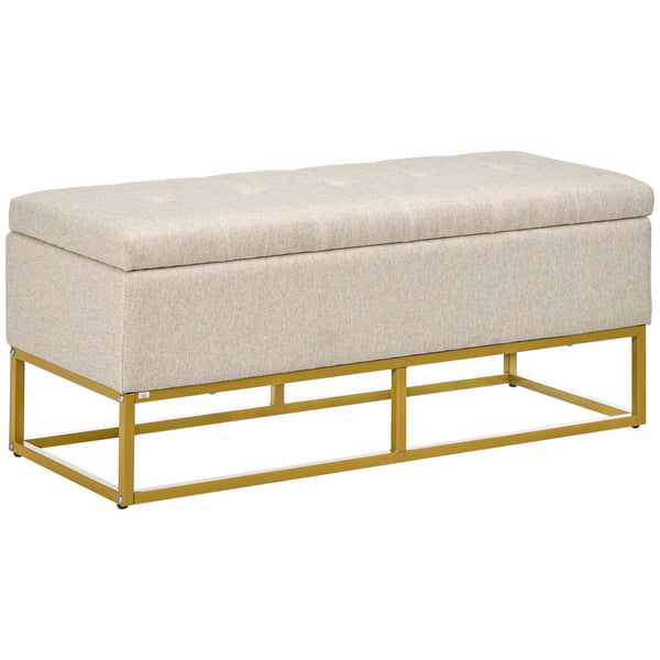online Banc de bout de lit 110x44x48 cm avec conteneur en polyester matelassé beige