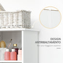 Colonna Bagno Salvaspazio 33,5x29x169 cm 3 Vani Aperti e Armadietto in Legno Bianco e Marrone Chiaro