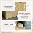 Mobile a Colonna per Bagno 30x45x173 cm 4 Cassetti 1 Anta in Vetro in Truciolato Legno Naturale