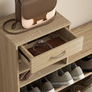 Mobile Guardaroba per Ingresso con Specchio Appendiabiti e Scarpiera Regolabile 90x24x177 cm Quercia  