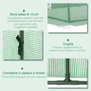 Serra Piccola 300x80x45 cm con 5 Finestrelle e Griglia Centrale in Acciaio PE e PP Verde  