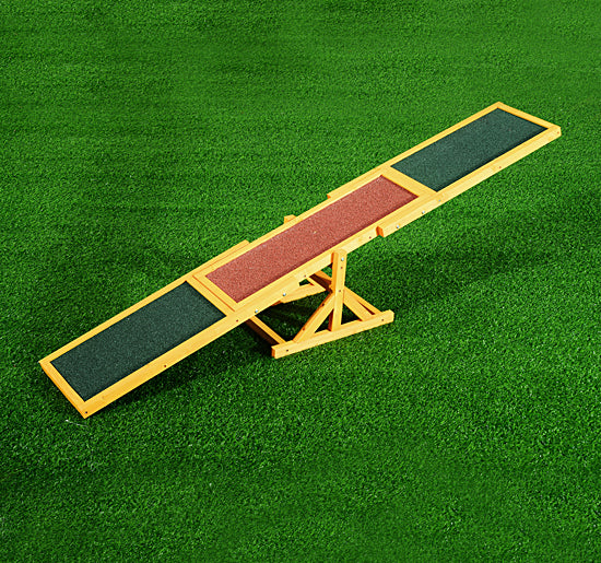 Altalena Basculante per Allenamento Agility Cani Antiscivolo 180x30x30 cm in Legno di Abete Marrone e Verde