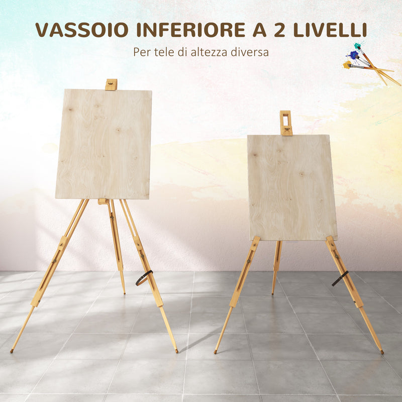 Cavalletto Treppiede da Pittura 93x84x183 cm in Legno Naturale