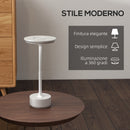 Lampada da Tavolo a LED Senza Filo Touch Ø13x28,5 cm Batteria Ricaricabile Argento