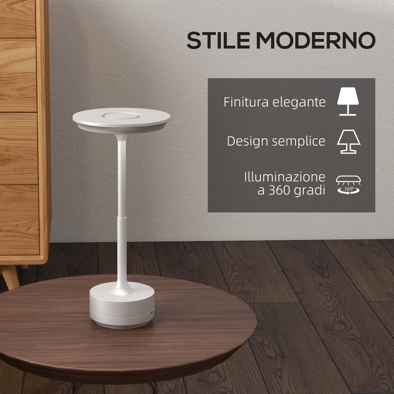Lampada da Tavolo a LED Senza Filo Touch Ø13x28,5 cm Batteria Ricaricabile Argento