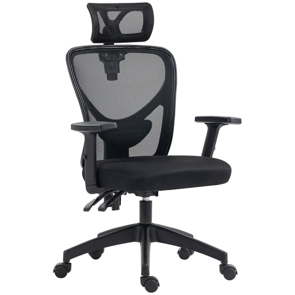 Sedia da Ufficio Ergonomica con Altezza Regolabile Supporto Lombare e Poggiatesta 66x61x106-116 cm  Nero acquista