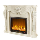 Camino Elettrico da Pavimento 116x150x33 cm Effetto Fiamma 1500W Perla Bianco