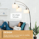 Lampada da Terra con 3 Paralumi E27 H205 cm in Metallo Nero e Bianco
