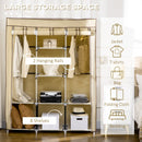 Armadio  Guardaroba da Campeggio 125x43x162,5 cm 8 Ripiani in Tessuto Beige