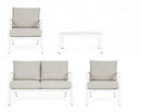 Set Salotto da Giardino Divano 2 Poltrone e Tavolino Harley Bianco