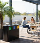 Pattumiera Sistema di Raccolta Rifiuti 90x30xh80 cm In Acciaio Verniciato 3 Scomparti Nero