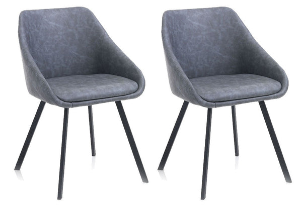 online Lot de 2 Chaises 51x44x77 cm en Simili Cuir Gris