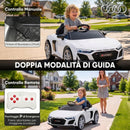 Macchina Elettrica per Bambini 3-6 Anni 12 V Audi R8 Spyder 107x58x44 cm 3-5 km/h con 2 Motori e Telecomando in PP Bianco      