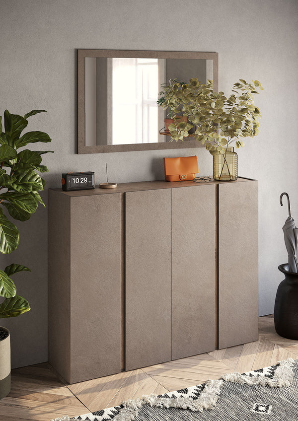 acquista Mobile Multiuso 4 Ante con 10 Ripiani 140x35x111 cm Frame Bronzo e Mercure