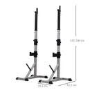 Set 2 Supporti Bilanciere Porta Manubri per Pesi Max 200 Kg Argento e Nero