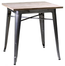 Tavolo Quadrato in Metallo Top Legno Bristol Silver