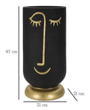Vaso Tribal 21x45x21 cm in Poliresina Nero/Oro