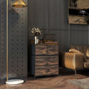 Cassettiera 4 Cassetti Design Industriale 60x29x85 cm in Acciaio Legno e Tessuto Marrone e Nero   