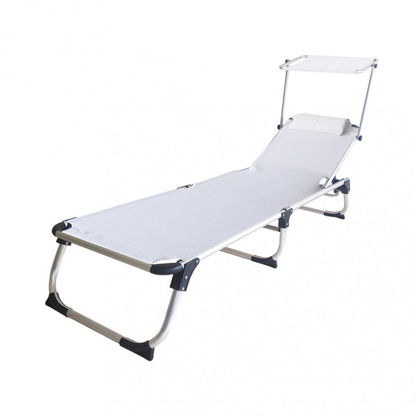 Bain de soleil de jardin pliable blanc Kamp 188x59x30 cm en aluminium blanc online