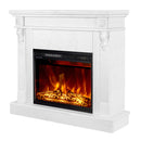 Camino Elettrico da Pavimento 90x100x30 cm Effetto Fiamma 1500W Solomon & Lorance Bianco