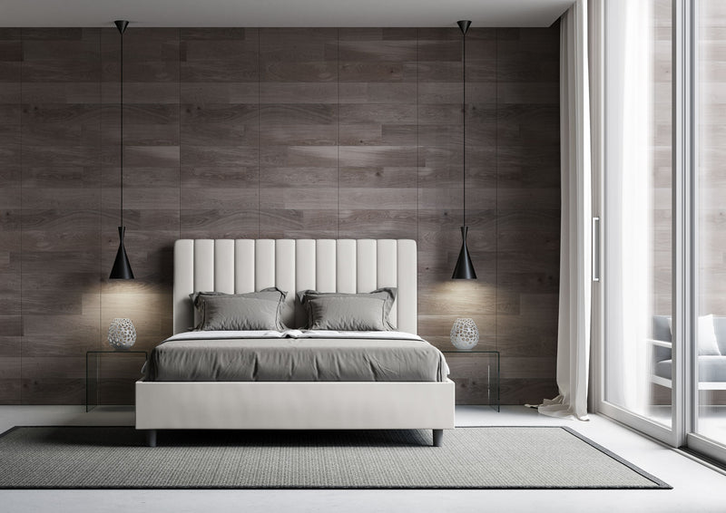 Letto Matrimoniale con Alzata Comoda Imbottito in Similpelle Agueda Bianco Varie Misure