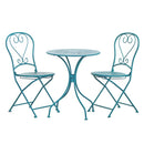 Set Tavolino e 2 Sedie Pieghevoli da Giardino Deco Turchese