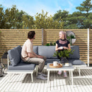 Set Salotto da Giardino 2 Divani con Schienale Regolabile e Tavolino a Doghe Grigio   