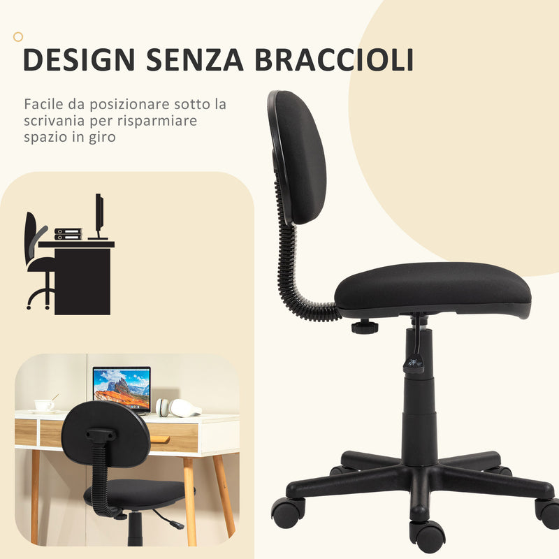 Sedia da Ufficio Girevole 43x51x73-85 cm in Tessuto Elastico Nero   