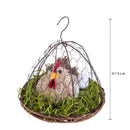 Set 2 Galline Decorative Dentro Gabbia Rete H 15 cm